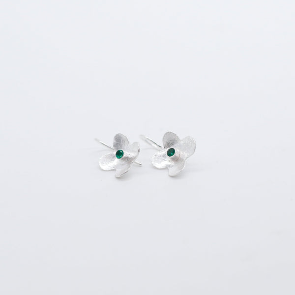 Silver Flower hook earrings