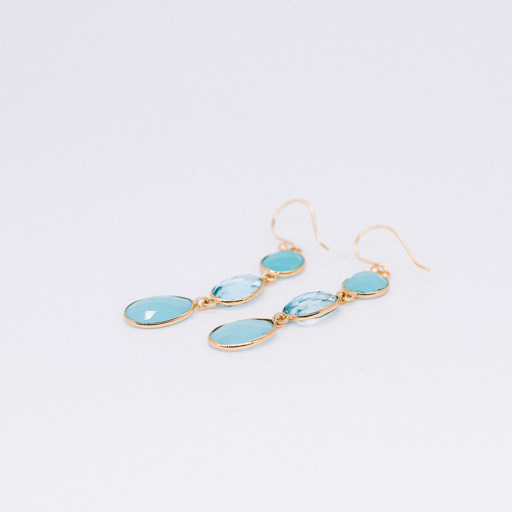 Triple Stone Dangle Earrings