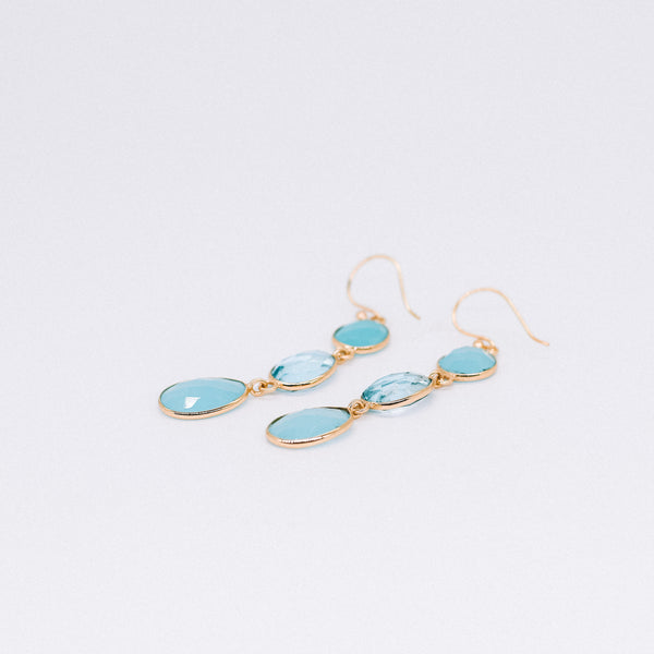 Triple Stone Dangle Earrings