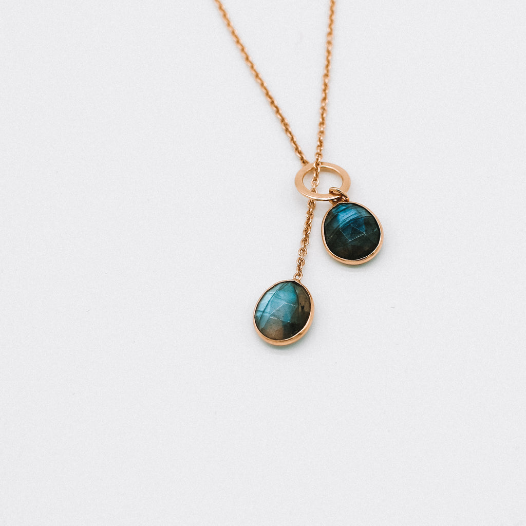 Double stone drop necklace