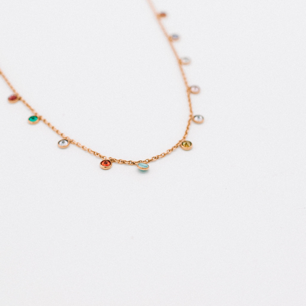 Rainbow multi-stone necklace